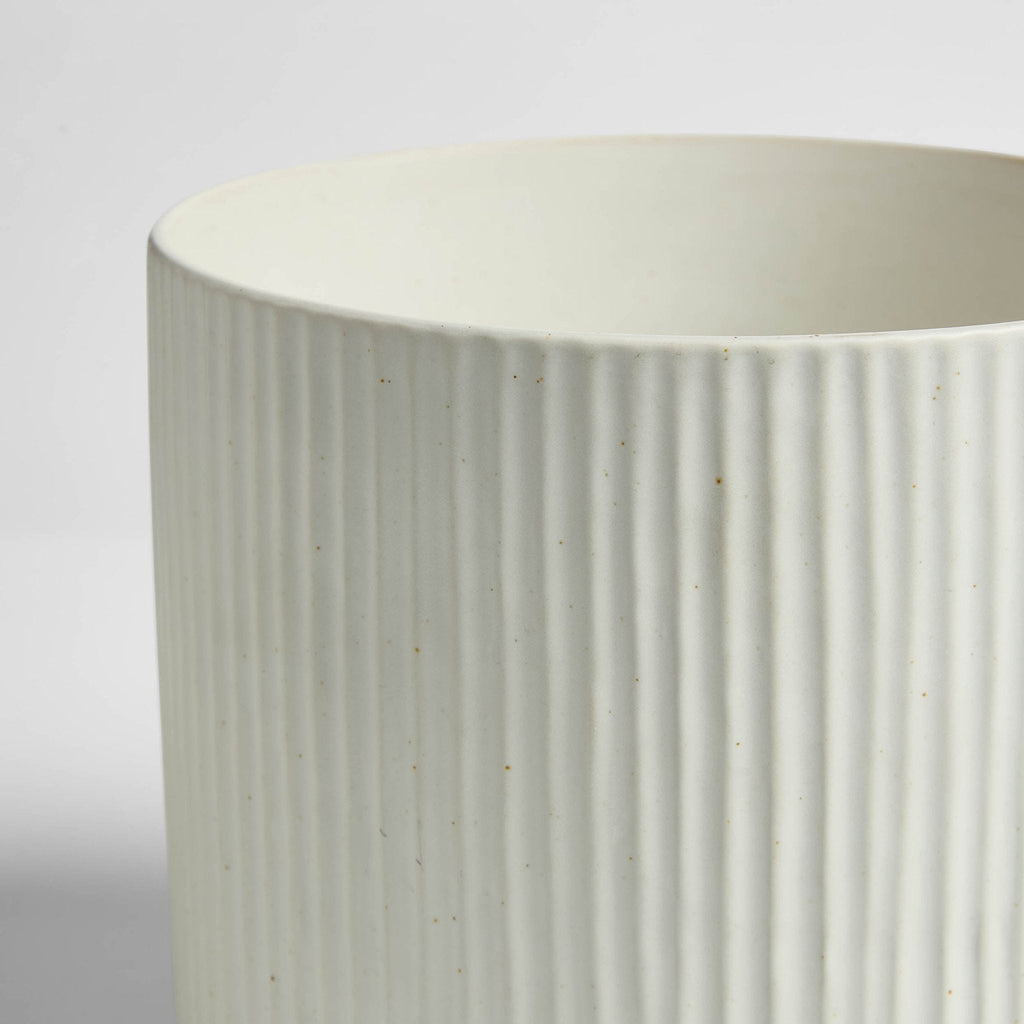 Flora Ribbed Clay Plant Pot - White