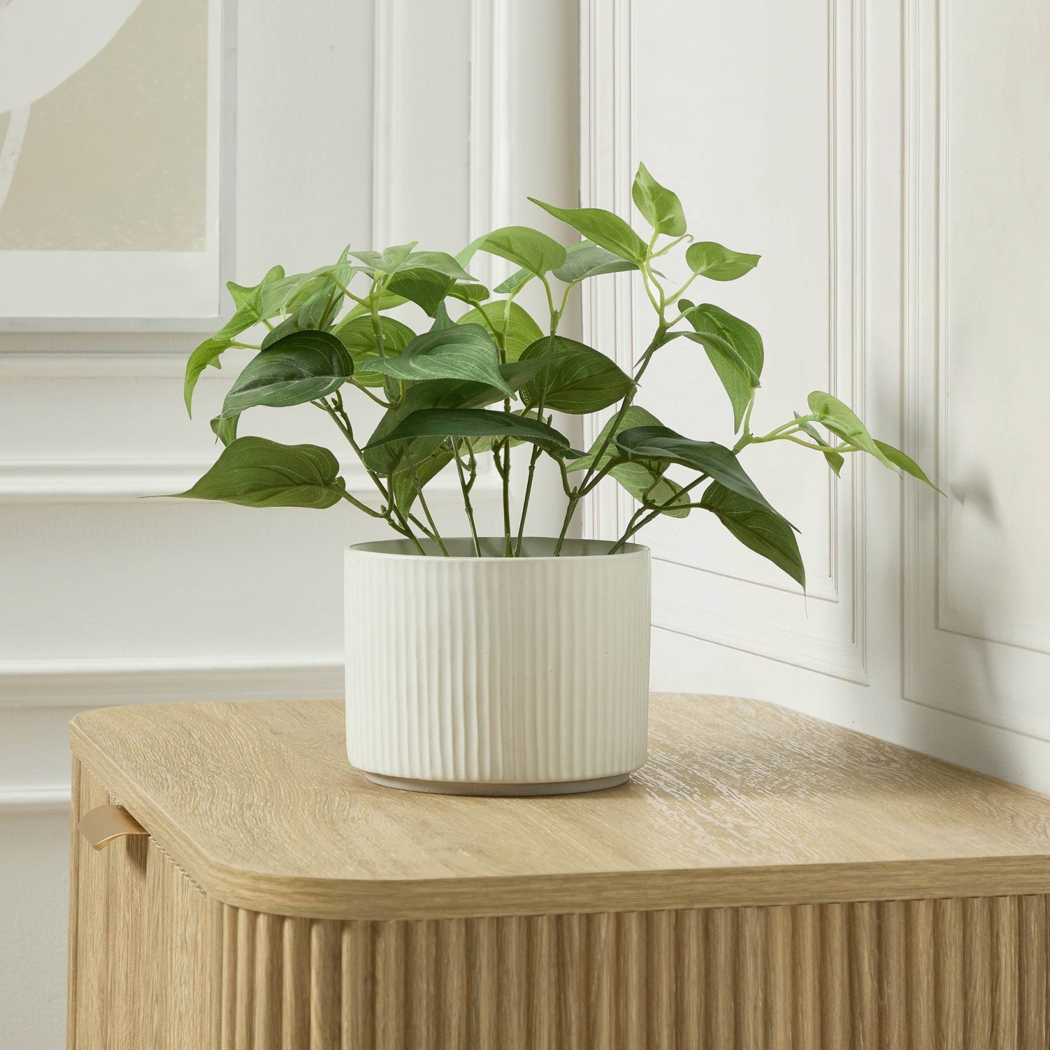 Flora Ribbed Clay Plant Pot - White