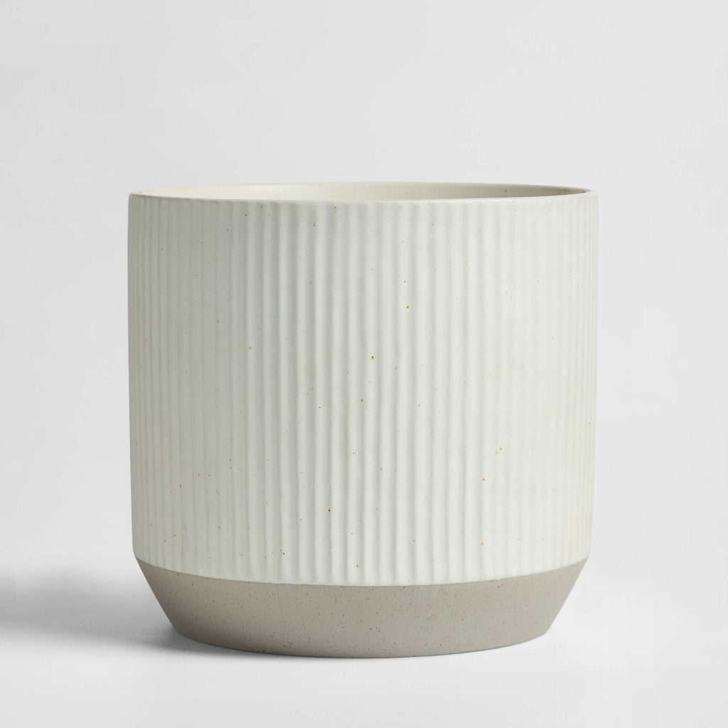 Flora Ribbed Clay Plant Pot - White